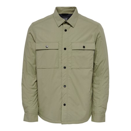 ONLY & SONS Onsbrick Ovr Poplin Solid Padded Shirt - Fallen Rock