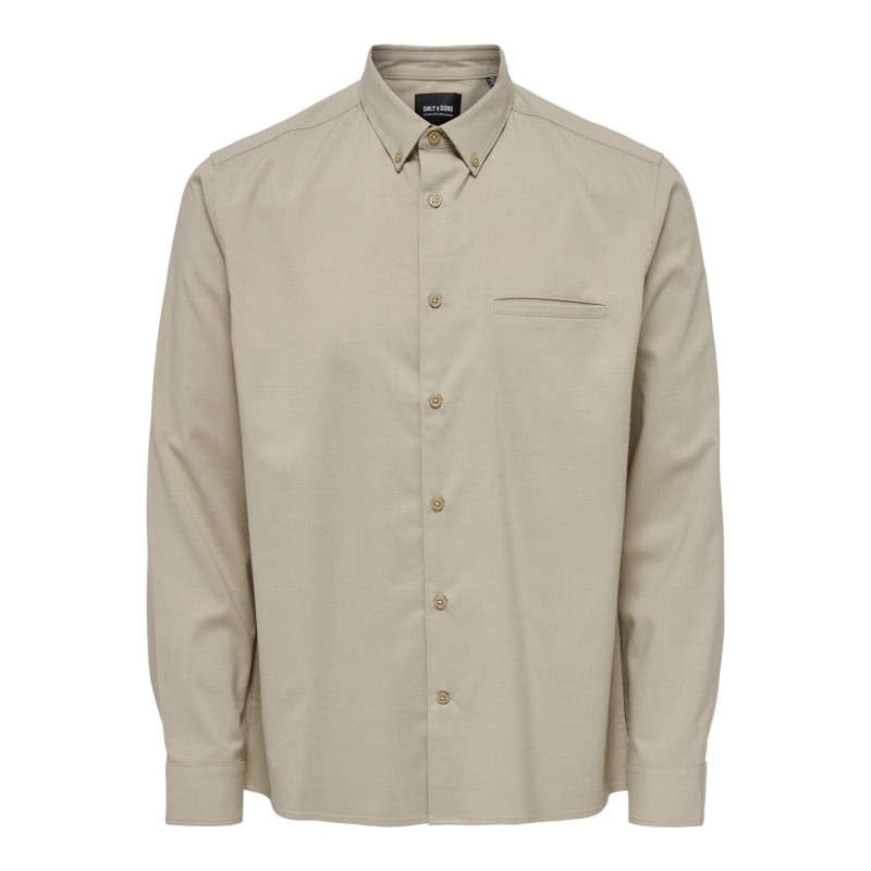 ONLY & SONS Onsyuki Reg Btn Down Paspel Langærmet Shirt - Chinchilla