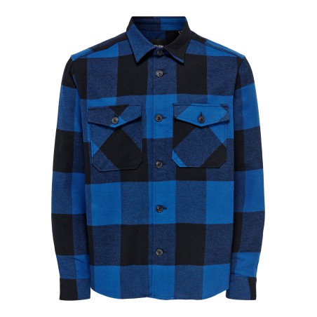 ONLY & SONS Milo Langærmet Ternet Overshirt - True Blue
