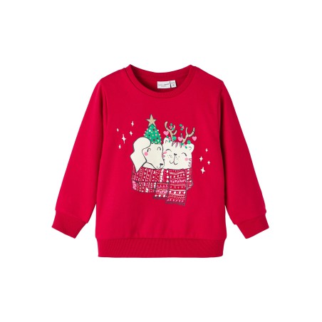 NAME IT Mini Vismas Langærmet Jule Sweatshirt - Jester Red
