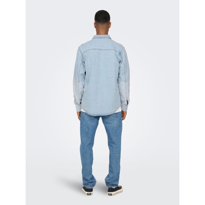 ONLY & SONS Storm Mixed Denim Skjorte - Light Blue Denim