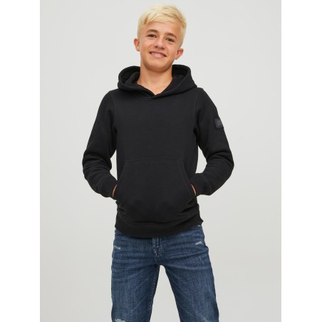 JACK & JONES Junior  Waffle Sweat Hoodie - Sort