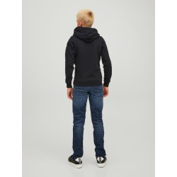 JACK & JONES Junior  Waffle Sweat Hoodie - Sort