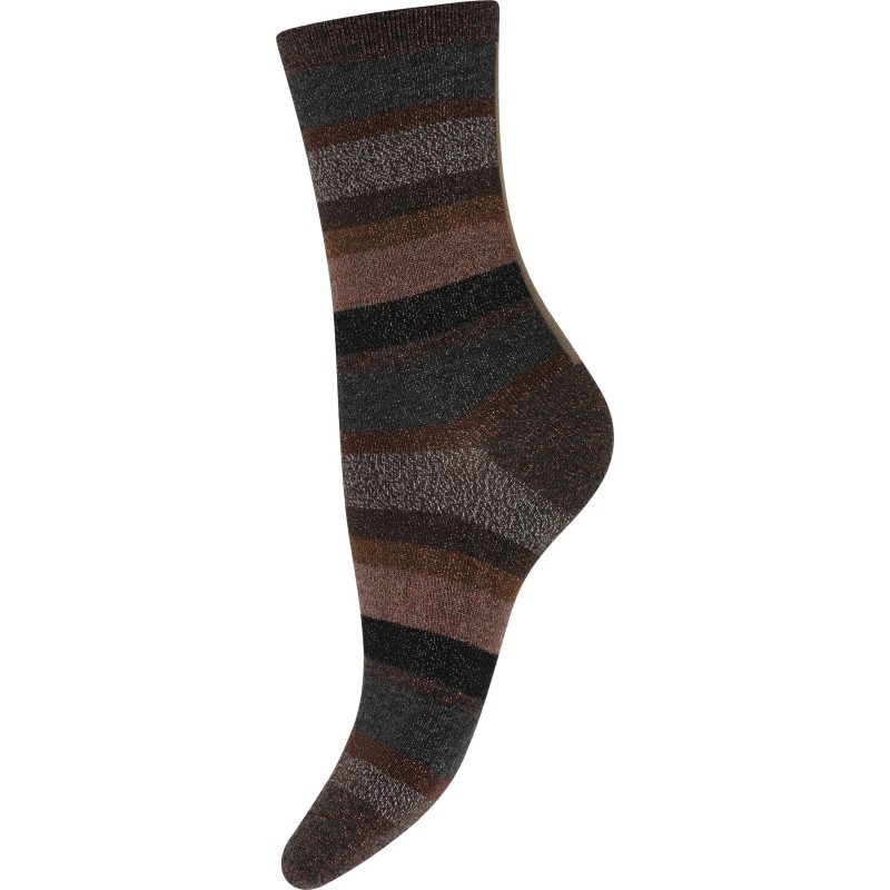 DECOY Stribede Glimmer Ankel Strømper - Brun