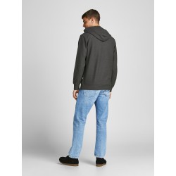 JACK & JONES Structure Sweat Hoodie - Grey Melange