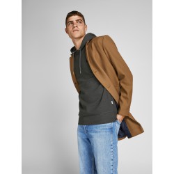 JACK & JONES Structure Sweat Hoodie - Grey Melange