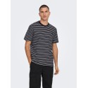 ONLY & SONS Henry Stribede T-shirt - Dark Navy