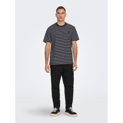 ONLY & SONS Henry Stribede T-shirt - Dark Navy