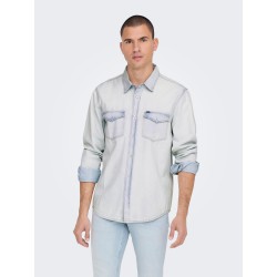 ONLY & SONS Bane Denim Skjorte - Light Blue Denim