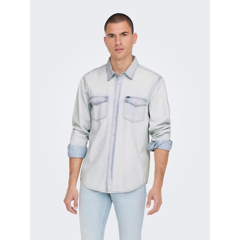 ONLY & SONS Bane Denim Skjorte - Light Blue Denim