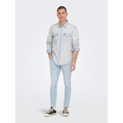 ONLY & SONS Bane Denim Skjorte - Light Blue Denim