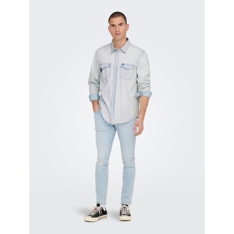 ONLY & SONS Bane Denim Skjorte - Light Blue Denim