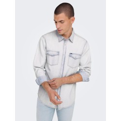 ONLY & SONS Bane Denim Skjorte - Light Blue Denim