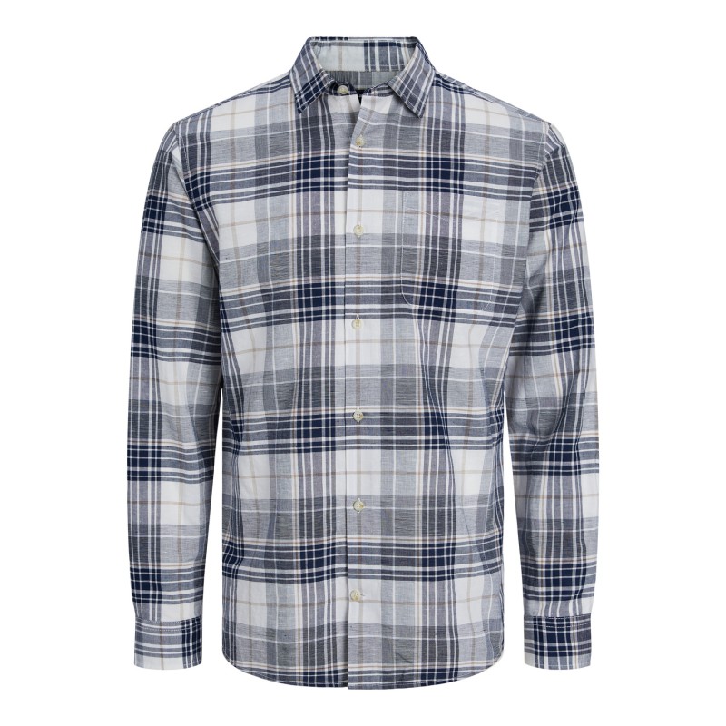 JACK & JONES Blusummer Linen Check Skjorte - Bright White