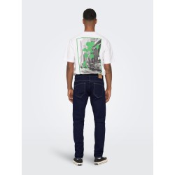 ONLY & SONS Loom Slim Denim Jeans - Dark Blue Denim