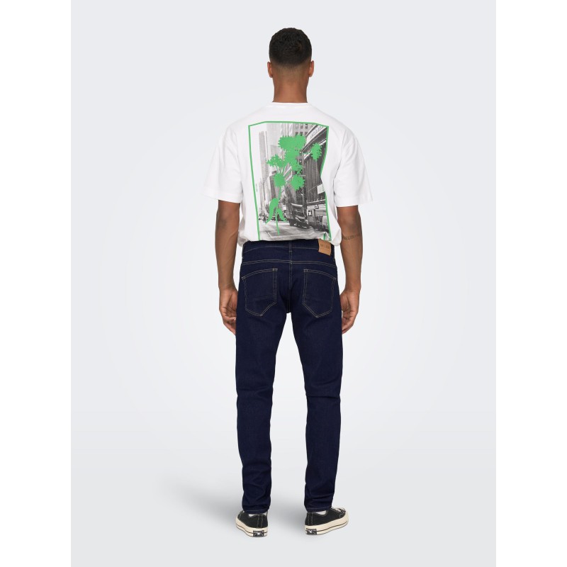 ONLY & SONS Loom Slim Denim Jeans - Dark Blue Denim