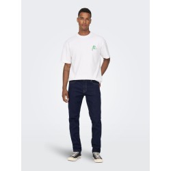ONLY & SONS Loom Slim Denim Jeans - Dark Blue Denim