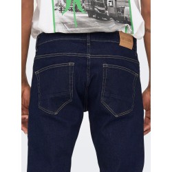 ONLY & SONS Loom Slim Denim Jeans - Dark Blue Denim