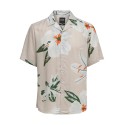 ONLY & SONS Onsdan Life Reg Kortærmet Aop Viscose Shirtnoos - Silver Lining