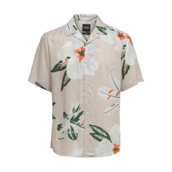 ONLY & SONS Onsdan Life Reg Kortærmet Aop Viscose Shirtnoos - Silver Lining