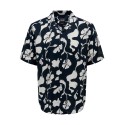 ONLY & SONS Onsdash Life Reg Visc Aop Kortærmet Shirt - Dark Navy