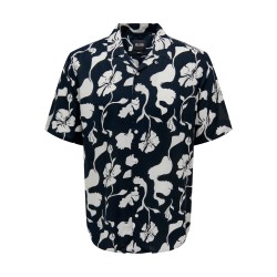 ONLY & SONS Onsdash Life Reg Visc Aop Kortærmet Shirt - Dark Navy