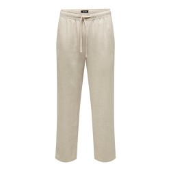ONLY & SONS Onkortærmetinus Loose Visc Lin 0075 Pnt Cs - Oatmeal