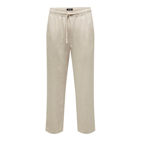 ONLY & SONS Onkortærmetinus Loose Visc Lin 0075 Pnt Cs - Oatmeal