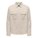 ONLY & SONS Onskari Langærmet Shirt Visc Lin 0075 Cs - Oatmeal