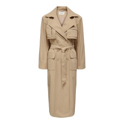 ONLY Lang Trenchcoat Med Rå Detaljer - Ginger Root