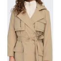 ONLY Lang Trenchcoat Med Rå Detaljer - Ginger Root