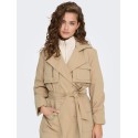 ONLY Lang Trenchcoat Med Rå Detaljer - Ginger Root