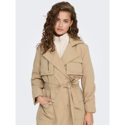 ONLY Lang Trenchcoat Med Rå Detaljer - Ginger Root