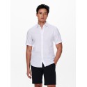 ONLY & SONS Caiden Kortærmet Solid Linen Skjorte - White