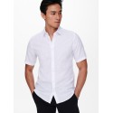 ONLY & SONS Caiden Kortærmet Solid Linen Skjorte - White