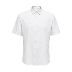 ONLY & SONS Caiden Kortærmet Solid Linen Skjorte - White