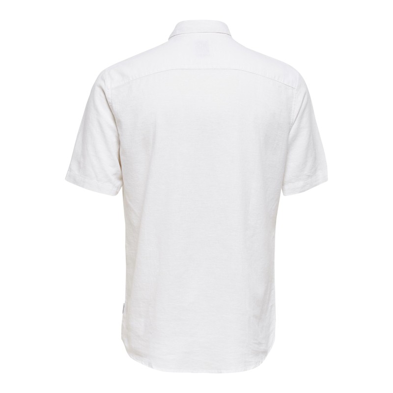 ONLY & SONS Caiden Kortærmet Solid Linen Skjorte - White