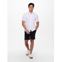 ONLY & SONS Caiden Kortærmet Solid Linen Skjorte - White