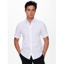 ONLY & SONS Caiden Kortærmet Solid Linen Skjorte - White