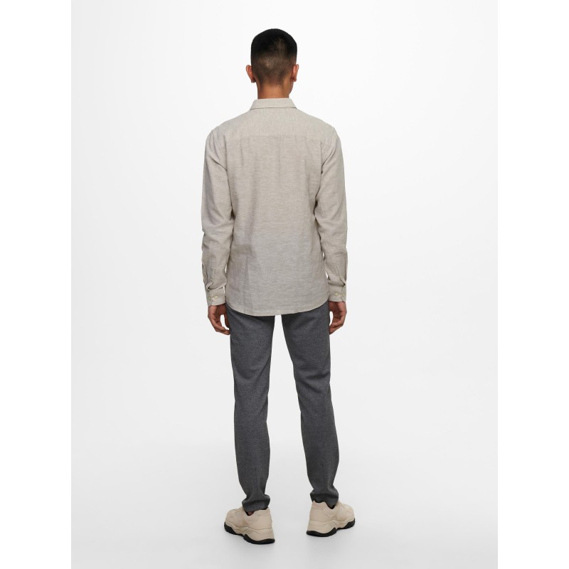 ONLY & SONS Caiden Solid Linen Skjorte - Chinchilla