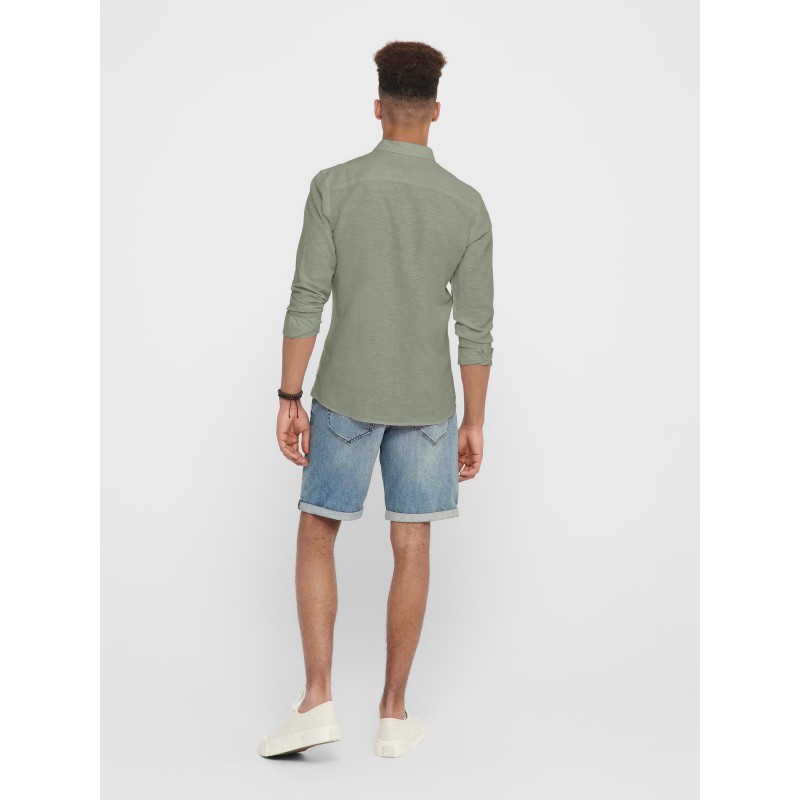 ONLY & SONS Caiden Solid Linen Skjorte - Swamp