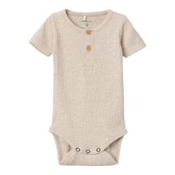NAME IT Baby Kab Kortærmet Bodystocking - Peyote Melange