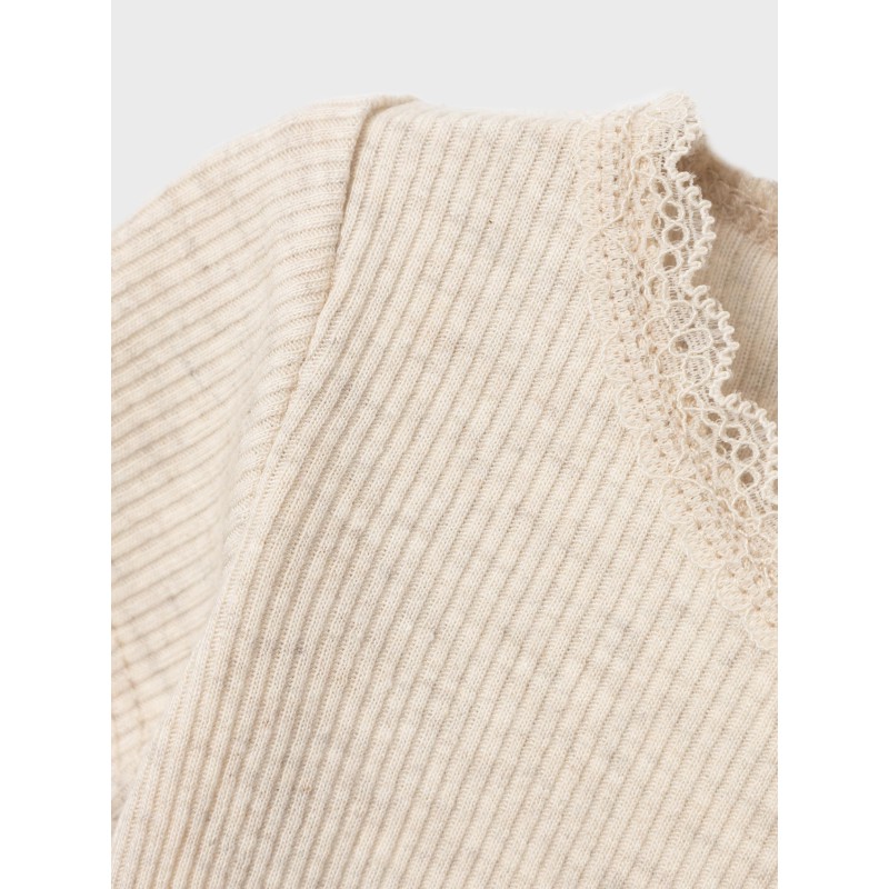 NAME IT Baby Kab Rib S/S Bodystocking - Peyote Melange