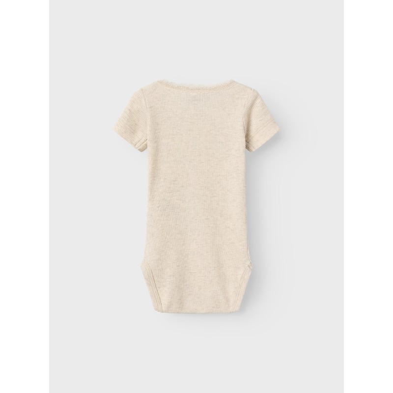 NAME IT Baby Kab Rib S/S Bodystocking - Peyote Melange
