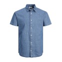 JACK & JONES Plain Kansas Denim Skjorte - Medium Blue Denim