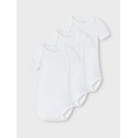 NAME IT Body 3P Kortærmet Solid White 3 - Bright Hvid