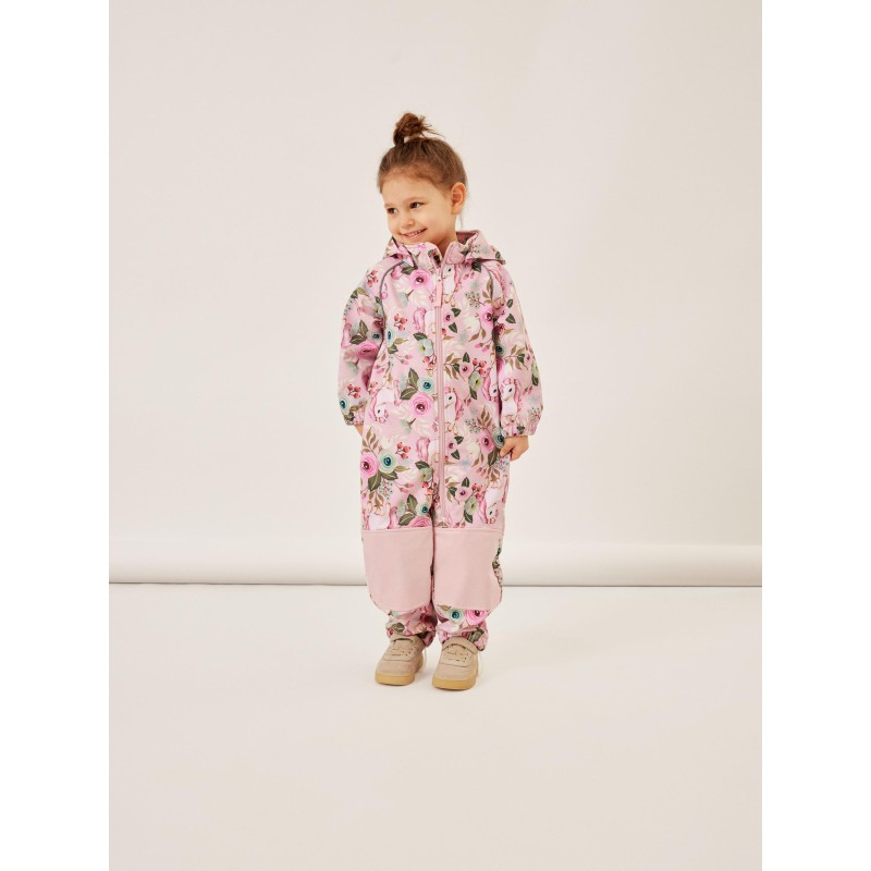 NAME IT Mini Alfa Sofshell Funktionel Floral Dragt - Pink Nectar