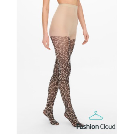 ONLY Tatum Leopard 40 DEN Tights - Peyote