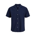 JACK & JONES Jprblusummer Linen Resort Shirt S/S Ps - Navy Blazer