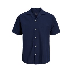 JACK & JONES Jprblusummer Linen Resort Shirt S/S Ps - Navy Blazer